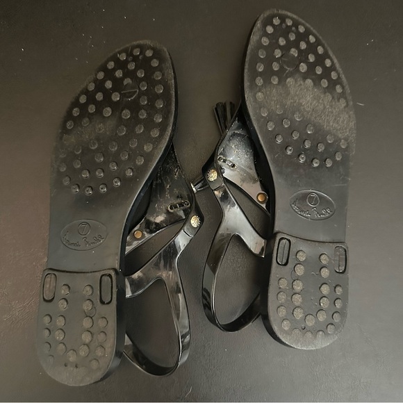 Henri Bendel Jelly Black White And Brown Thong Ankle Strap Designer Sandals 7 - Picture 10 of 11